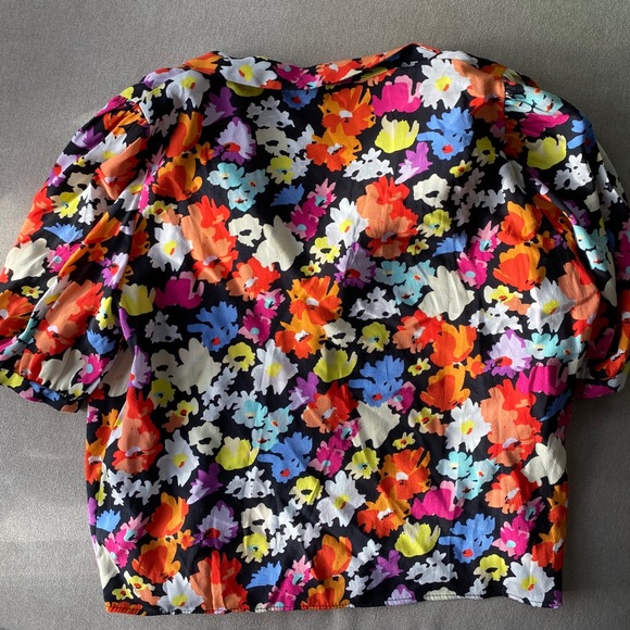 Zara Lapel Collar Floral Print Pattern Top NWOT - Picture 6 of 11